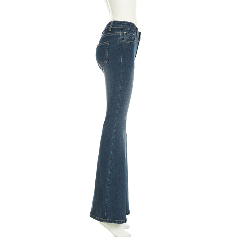 Rose embroidery retro gradient niche spicy jeans