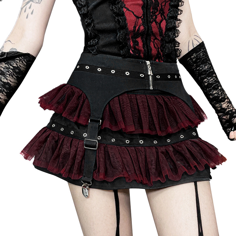 Ladies' Edgy Polyester Color Block Mini Skirt