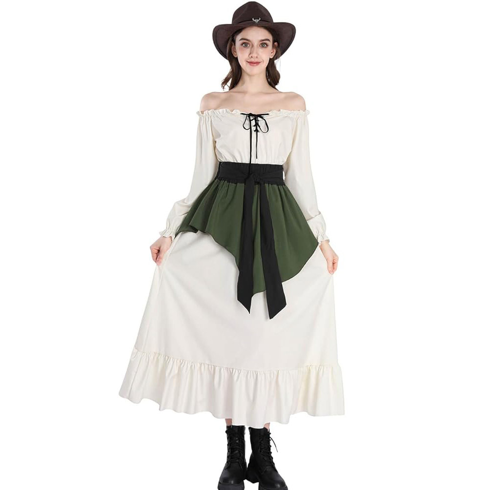 Renaissance Victoria off shoulder lace up dress two-piece formal dress