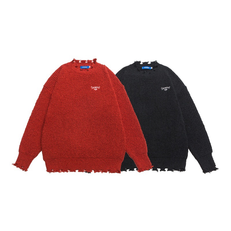 Oversized Color Block Sweater Long Sleeve Polyester