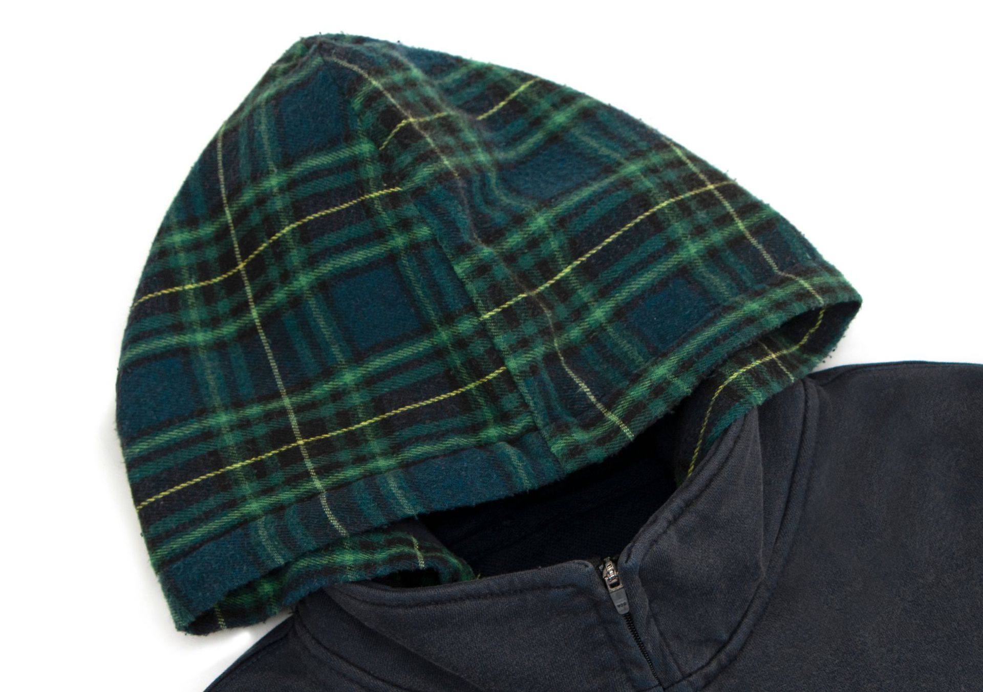 Cotton Checked Relaxed Streetwear Hood Sweatshirt