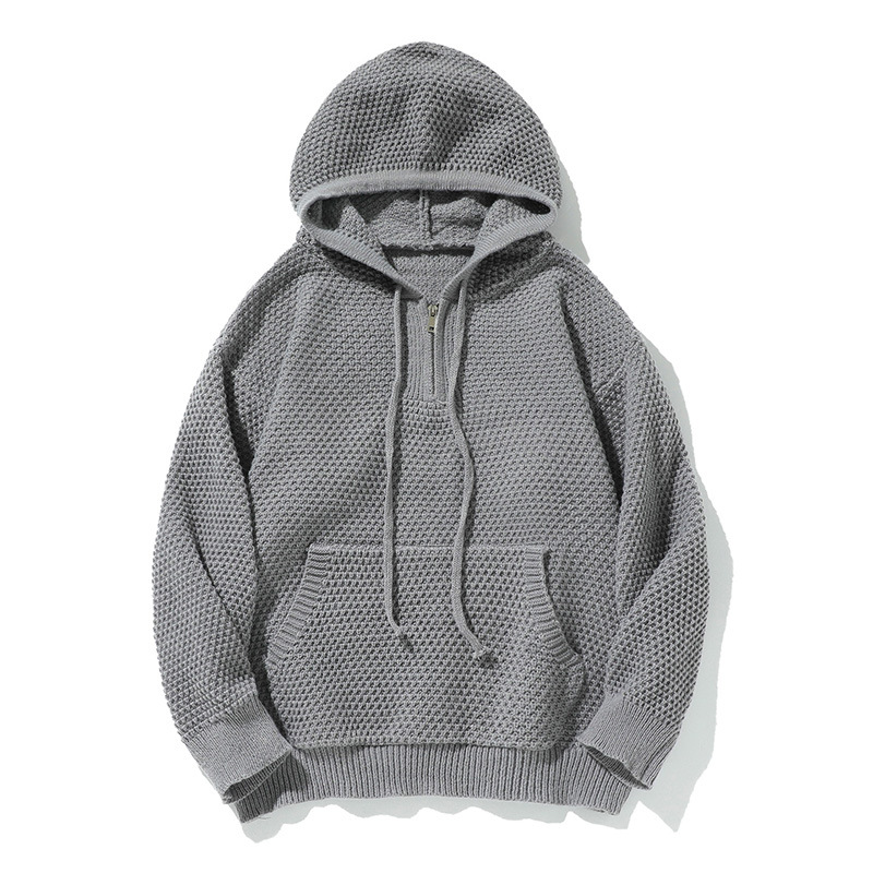 Loose Fit Tropical Print Polyester Quarter-Zip Hoodie