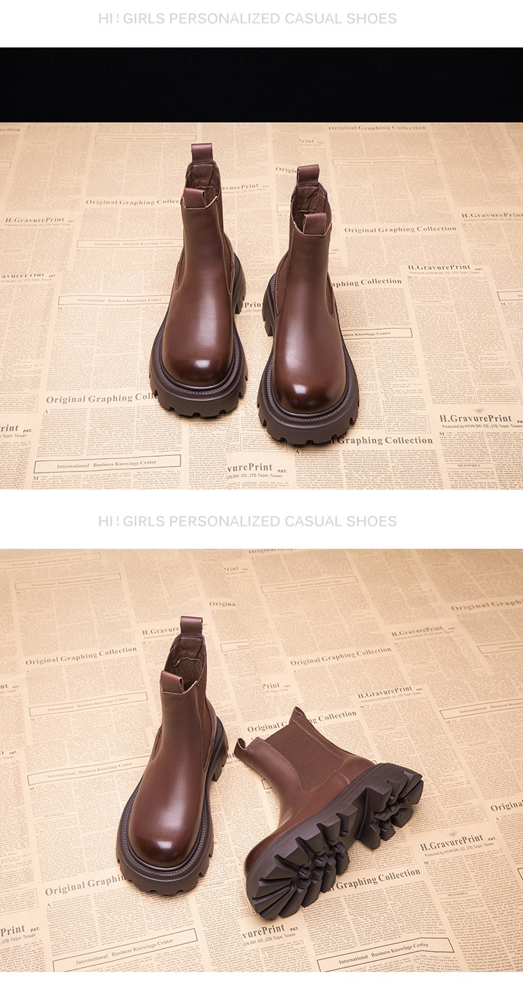 Height increasing short boots with plush chimney single boots