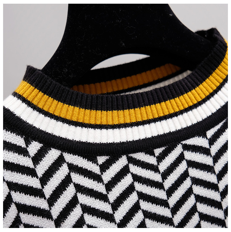 Ladies Chunky Long Sleeve Hedging Sweater