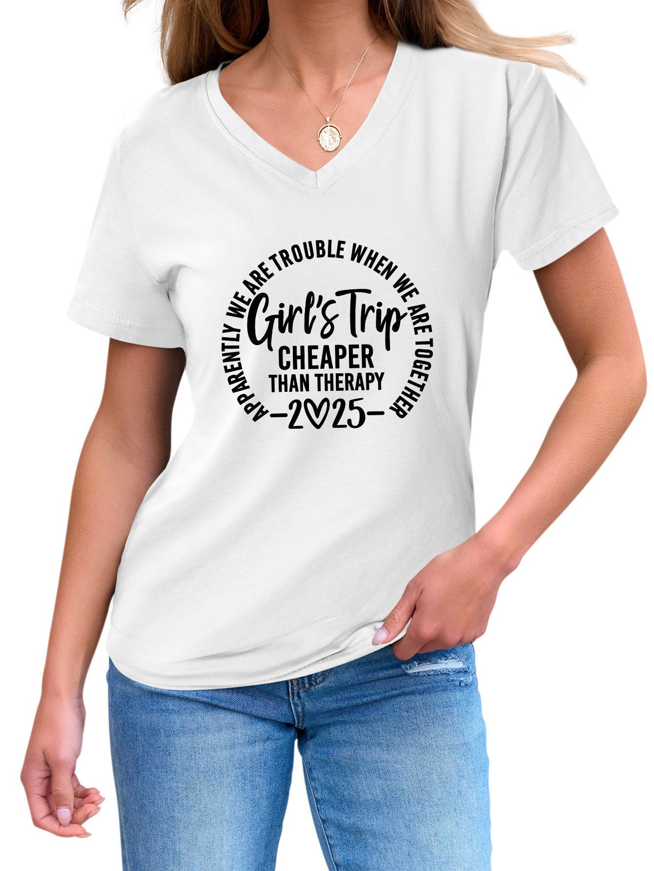Ladies Crew Geometric Print T-Shirt