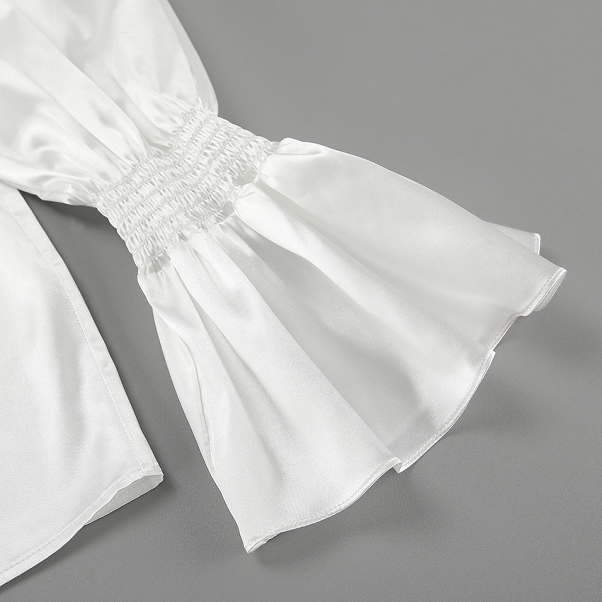 Relaxed Fit Flounce Hem Mandarin Neck Shirt