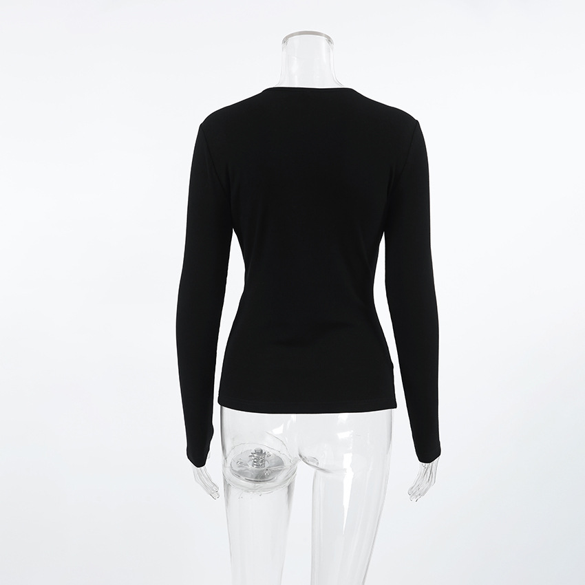Tailored Cutout Round Neck Long Sleeve Blouse