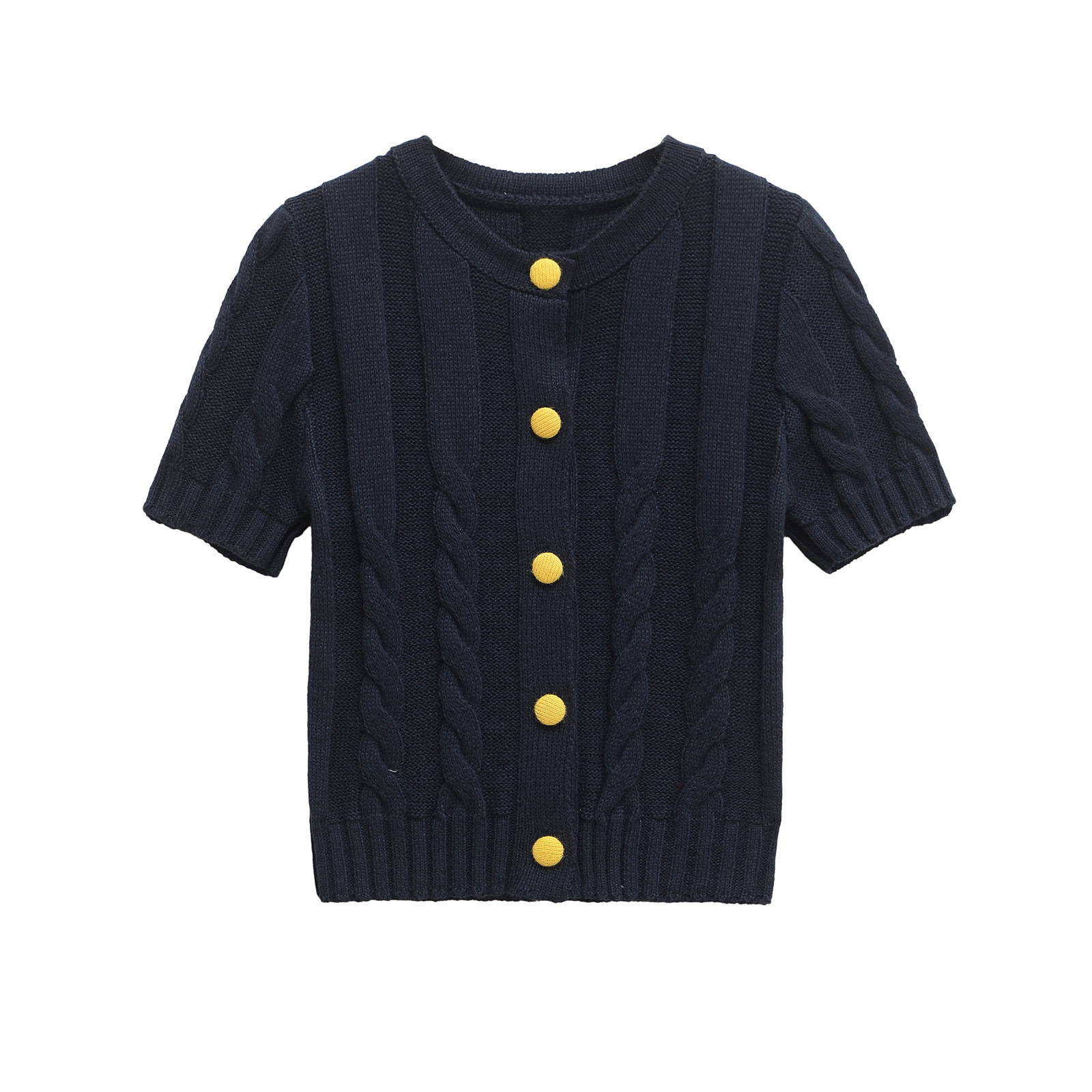 Crew Button-Front Solid Three-Quarter Sweater