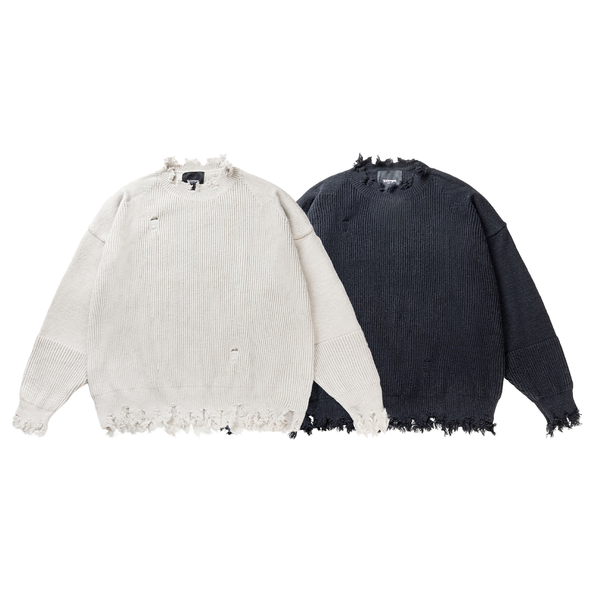 Unisex Japanese Workwear Jacquard Oversized Sweater