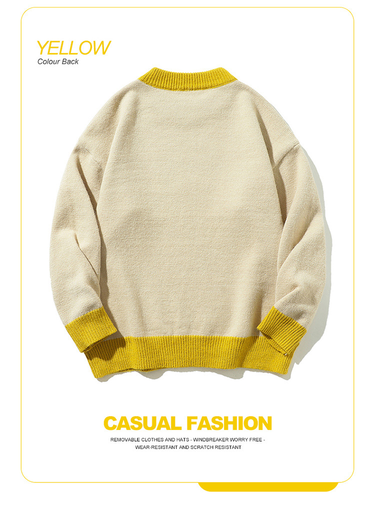Relaxed Fit Japanese Workwear Two-Tone Sweater