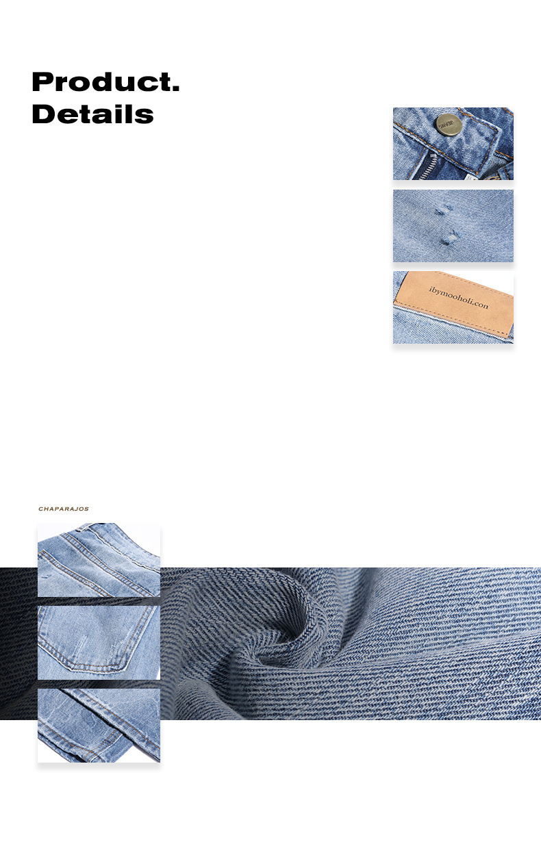 High-Waisted Spicy Girl Distressed Denim Pants for Women Water Washed Straight Leg Slimming Wide Leg Trousers