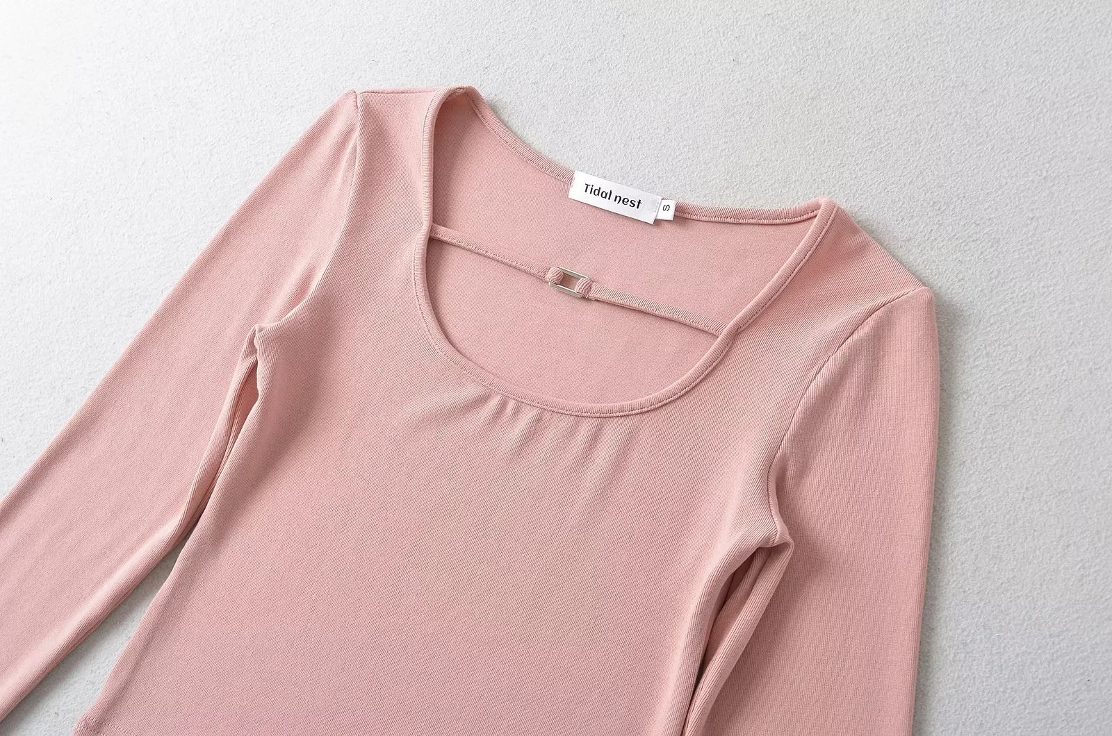 Wide Scoop Long Sleeve Cotton Top