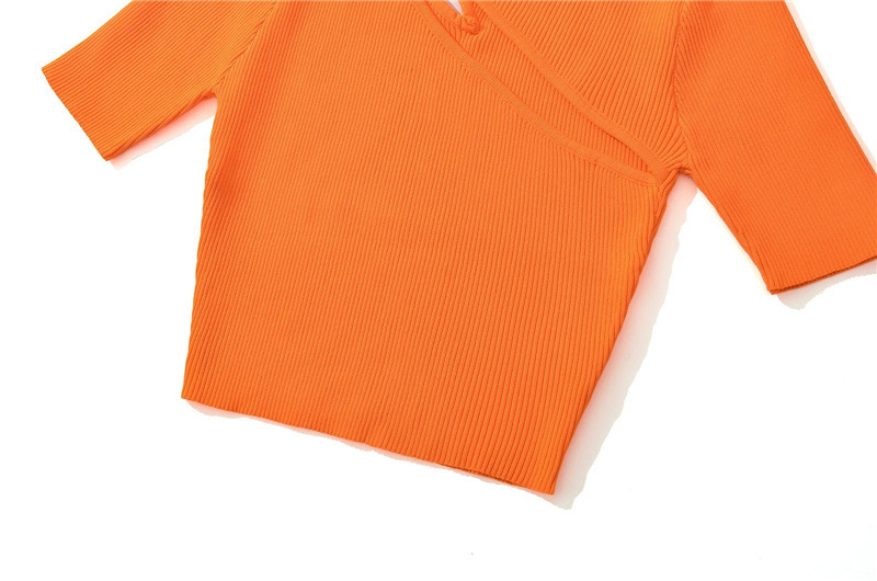Hollow out short sleeved knitted sweater