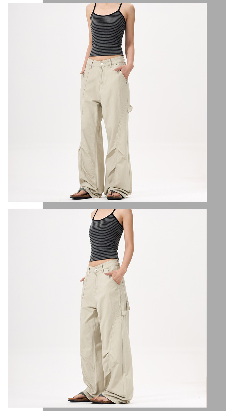 Women's Pants Deconstructed Design Wide-Leg Workwear Casual Trousers