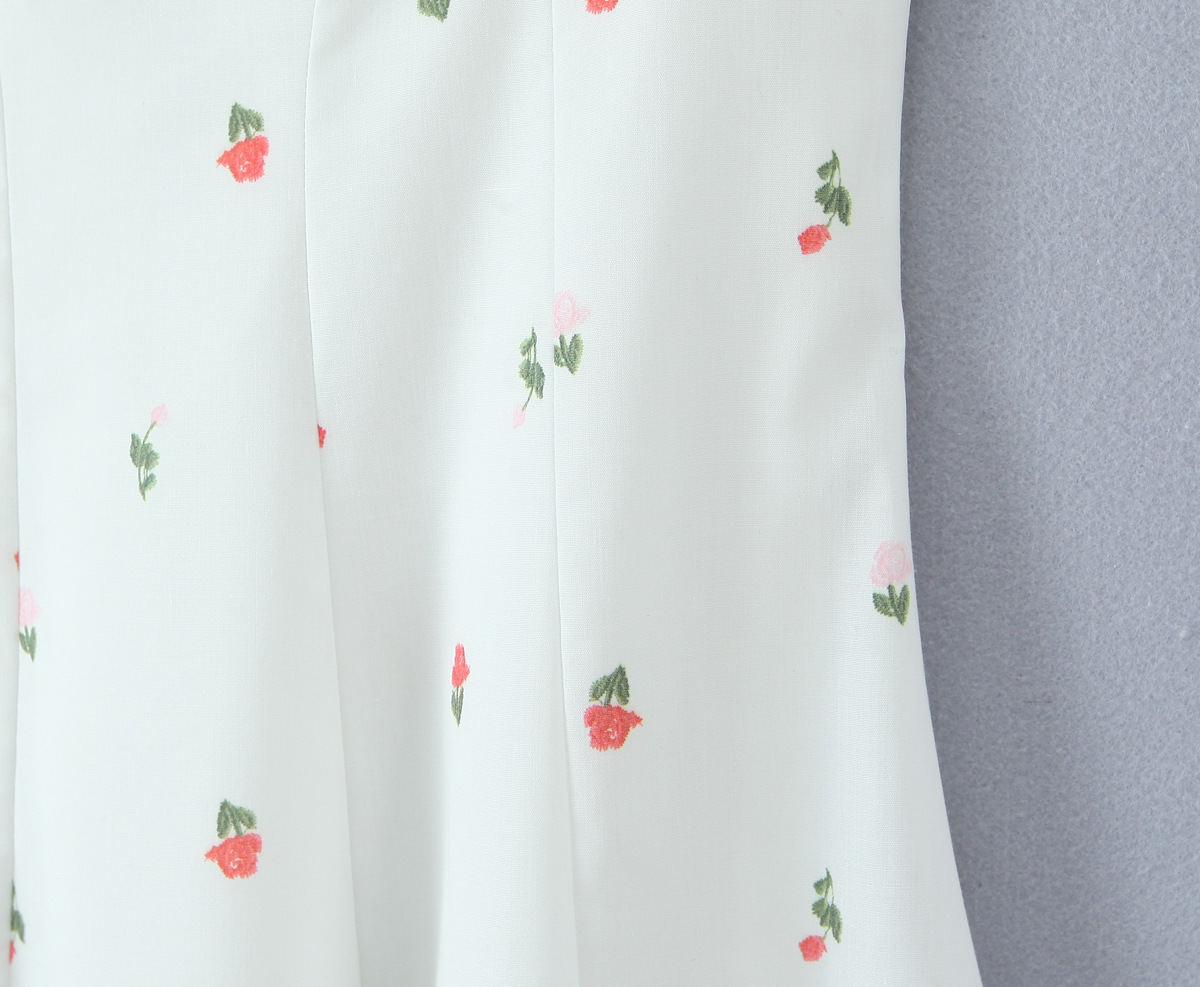 Splicing floral bow tie strap suspender dress