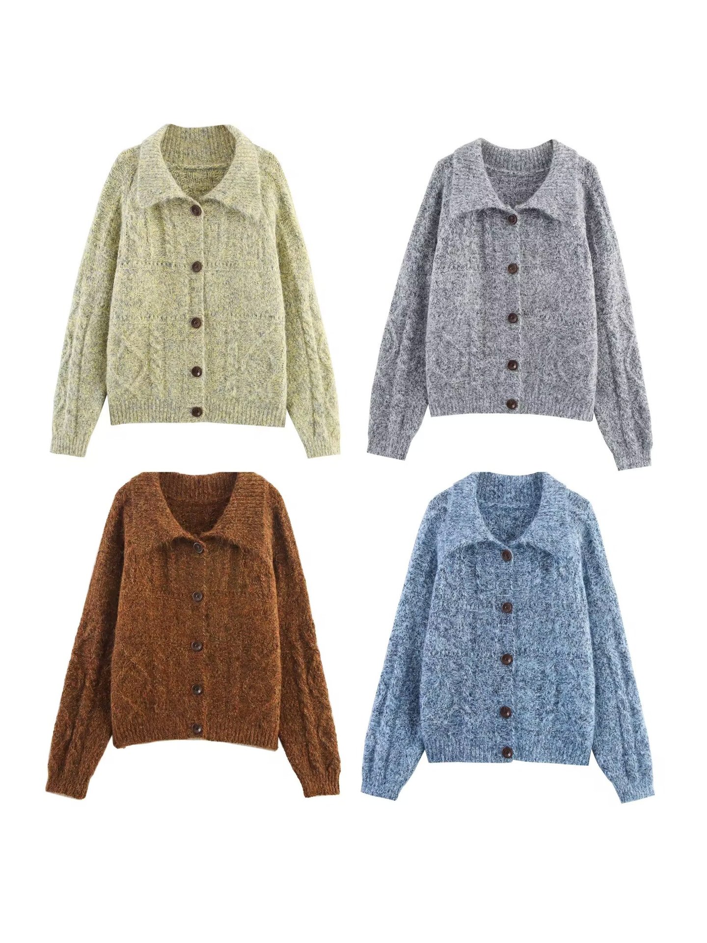 Oversized Button Front Flower Print Long Sleeve Sweater