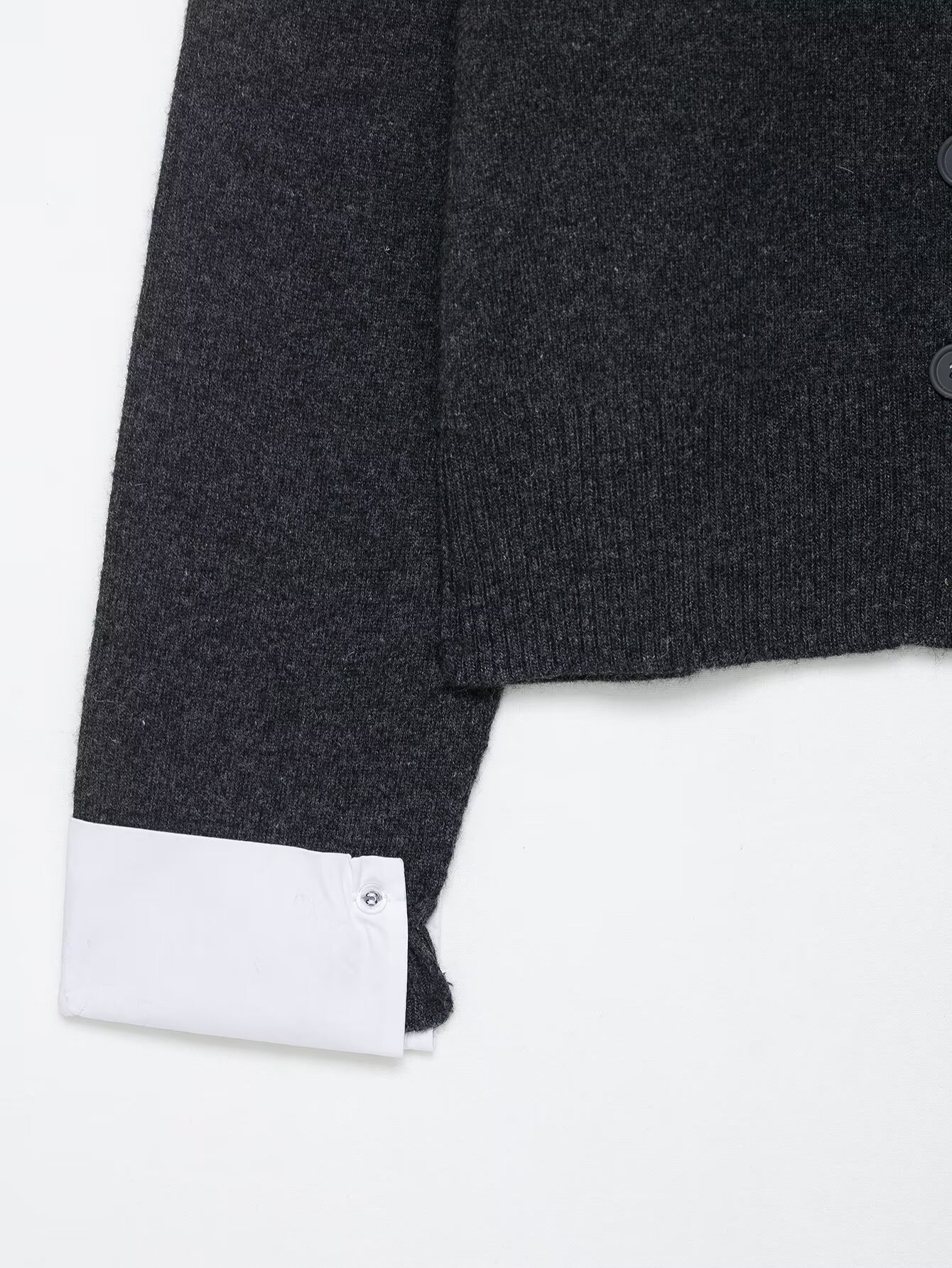 Crew Neck Full Sleeve Button Front Polyester Sweater