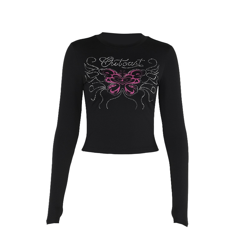 Ladies' Winged Jeweled Full Sleeve Round Neck Top