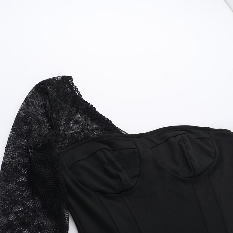 Slant Neck Long Sleeve Stretch Top