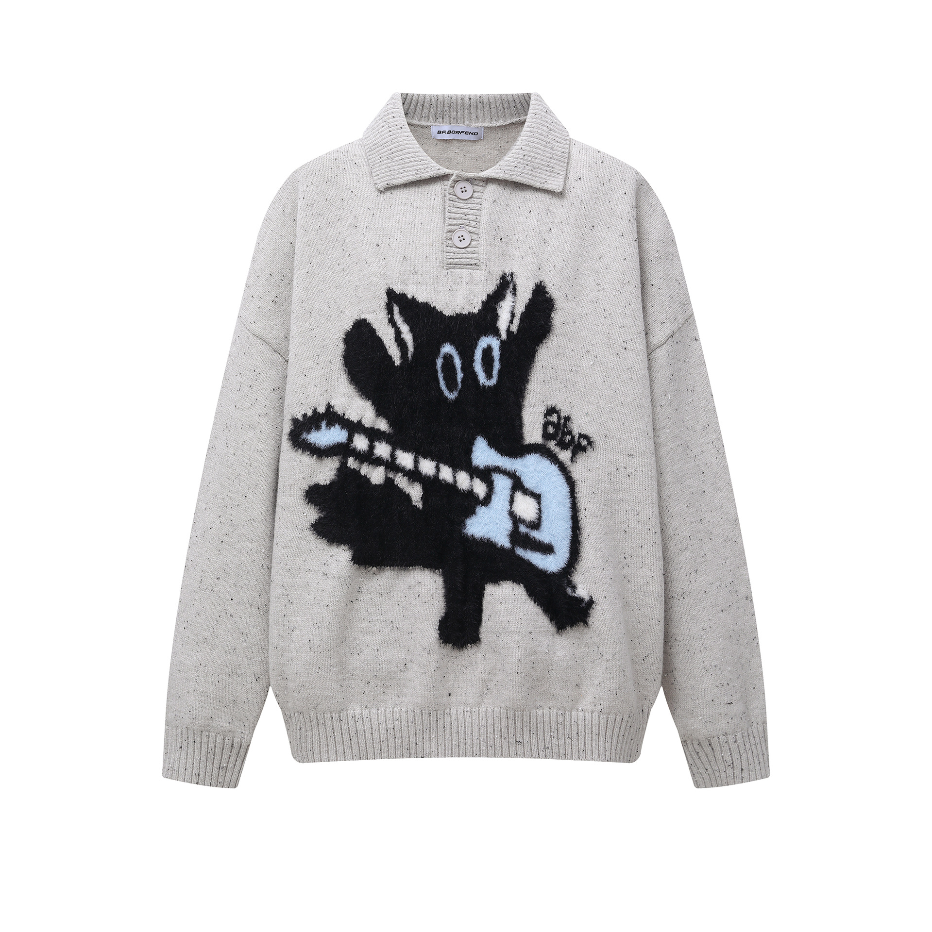 Preppy Neckline Blend Sweater