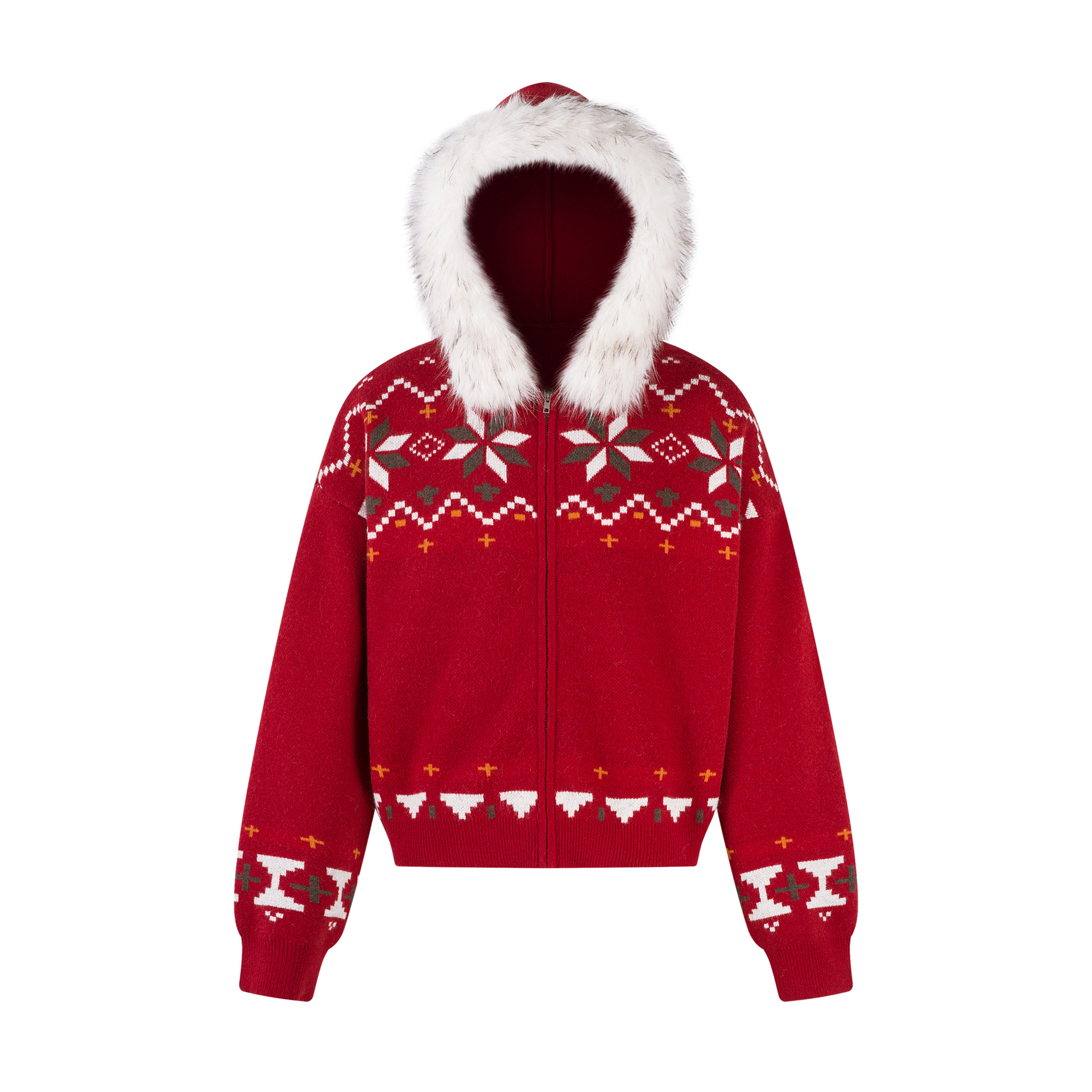 American Retro Geometric Loose Fit Long Sleeve Hoodie