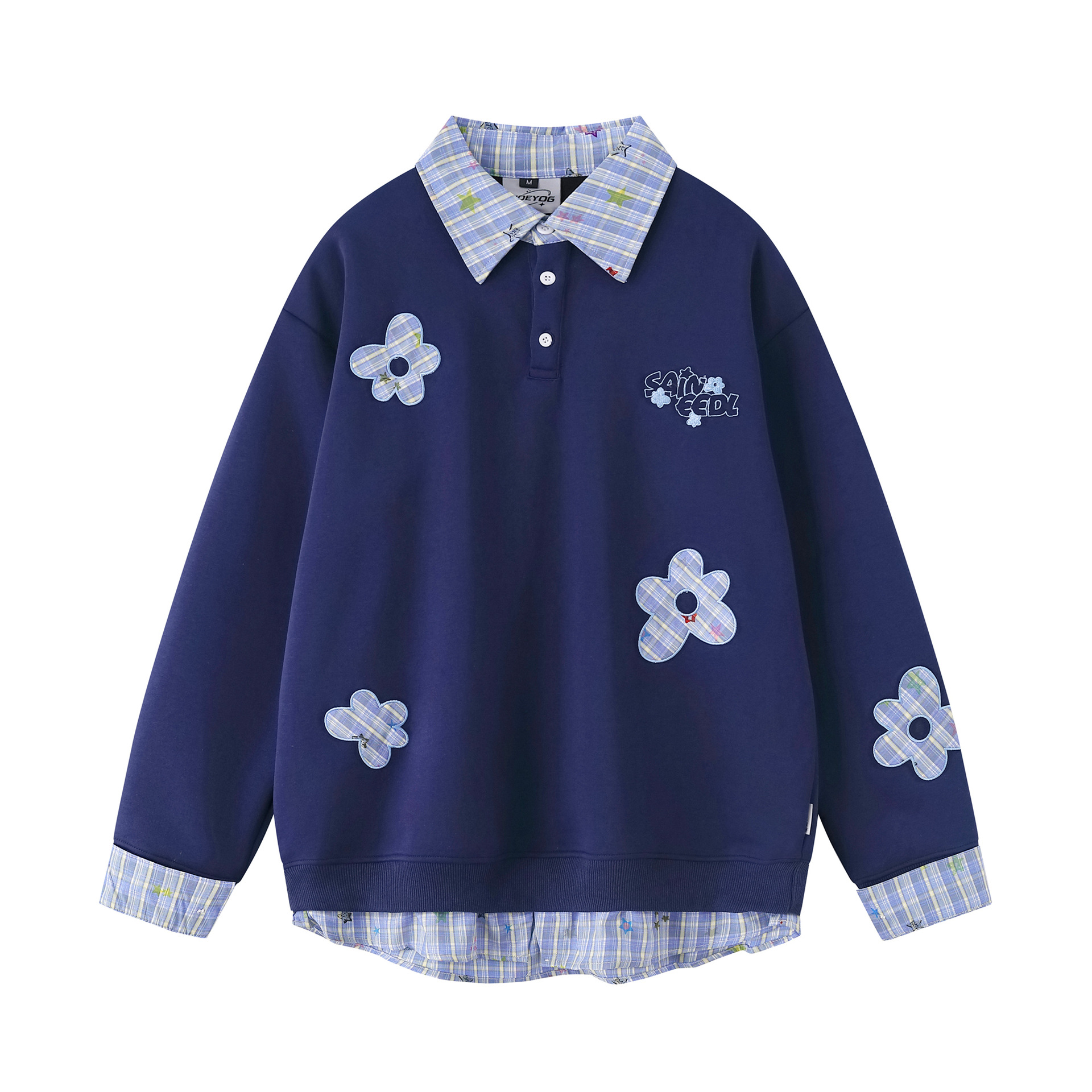 Collar Polo Shirt Unisex Faux Two-Piece College Style Couple Hoodie