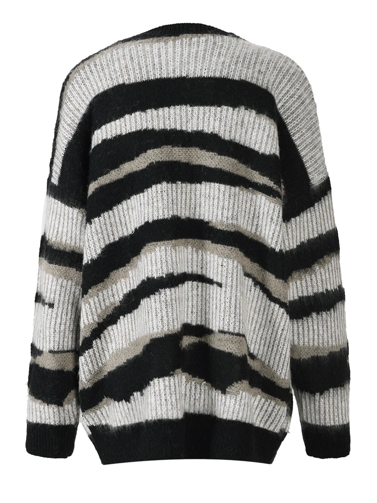 Ladies Relaxed Polyester Sweater Crew Two Tone