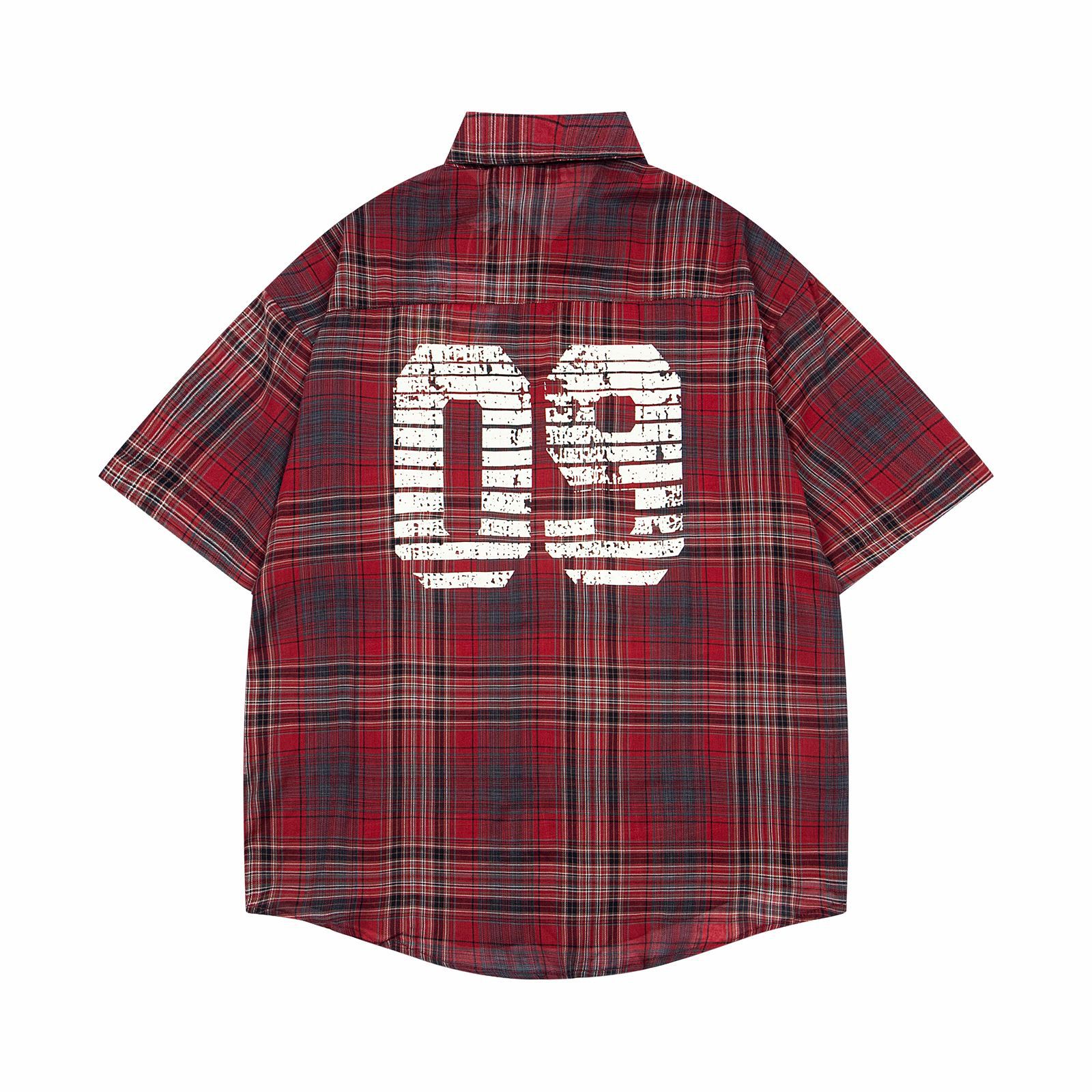 Retro College Style Plaid Short Sleeve Shirt with Tie for Men and Women, Casual Loose BF Couple Fit Blouse