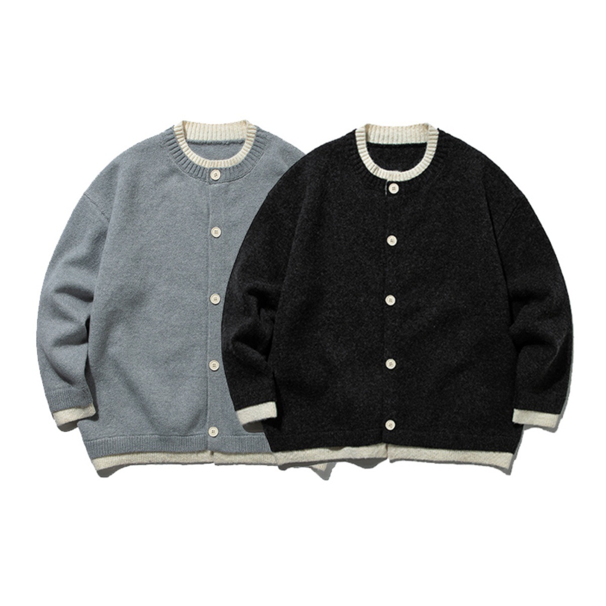 Japanese Workwear Double Layer Polyester Cardigan