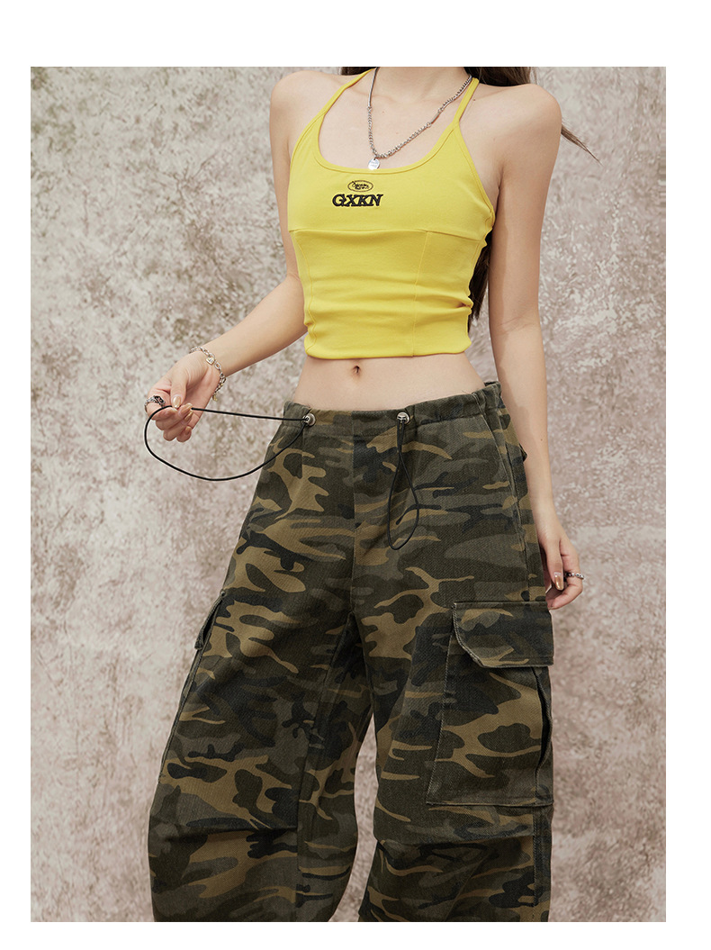 Women's Casual Work Pants Waist Cuffed Loose Slim Wide Leg Pants