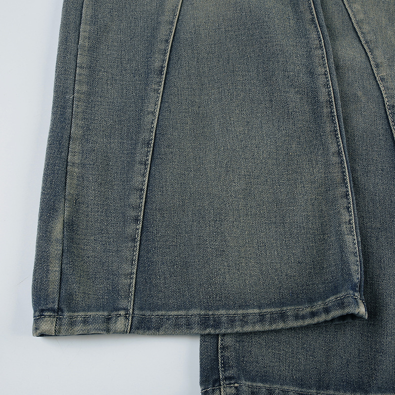 Low waist irregular split line pocket jeans