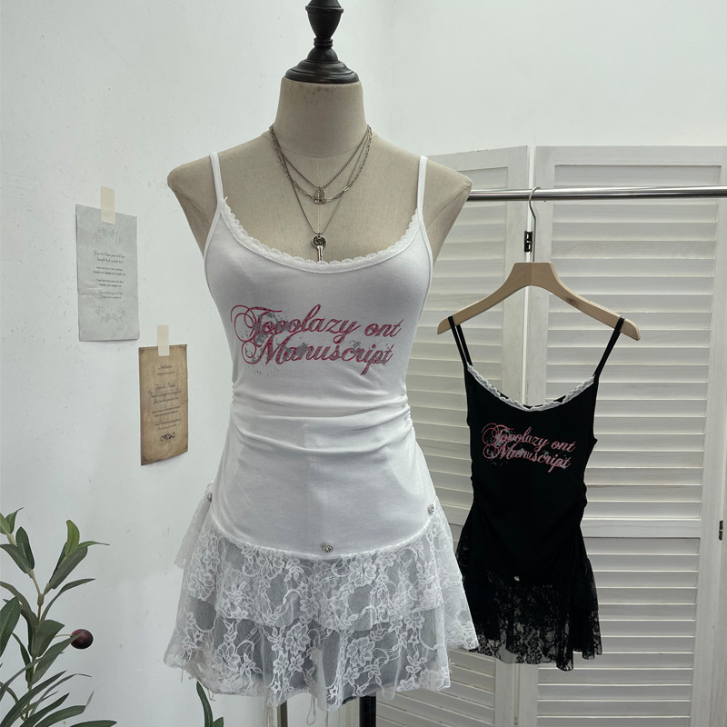 Sexy Lacy Crew Neck Slim Fit Tank Top