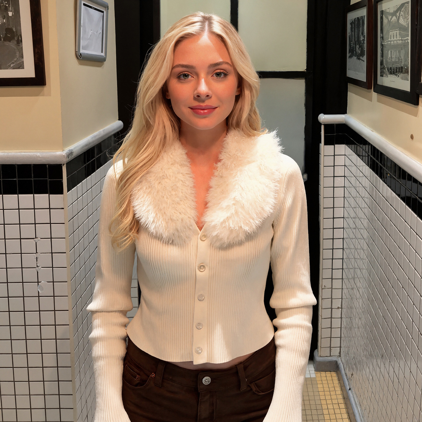 Polished Cropped Cardigan With Trimmed Neckline