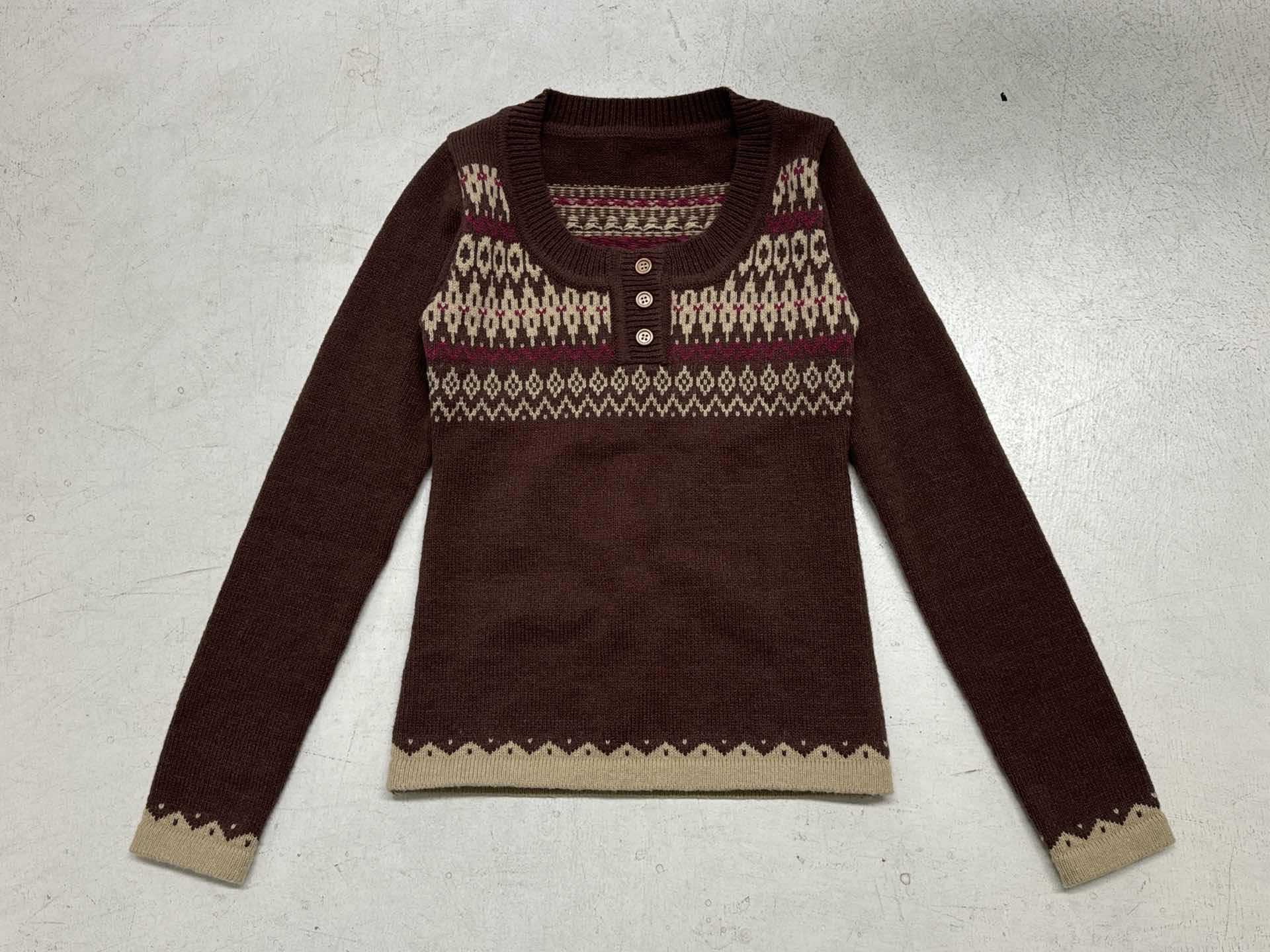 Two-tone Slim Thermal Henley Sweater