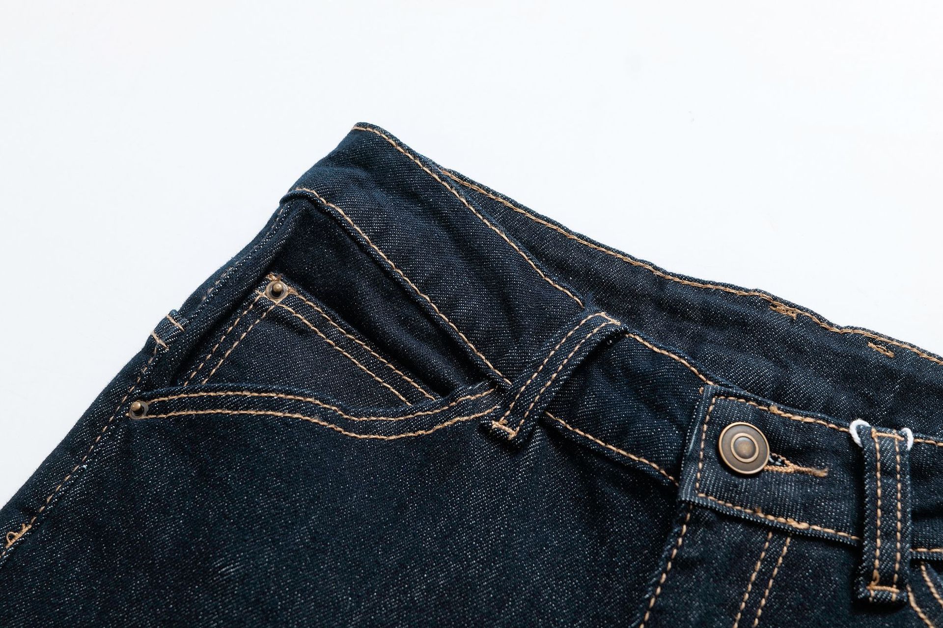 Retro back pocket patchwork open line casual flared pants jeans