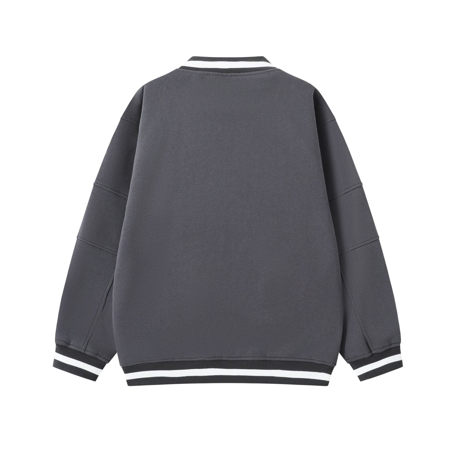 Japanese Retro Letter Vee Neck Oversized Wrist-Length Sweatshirt