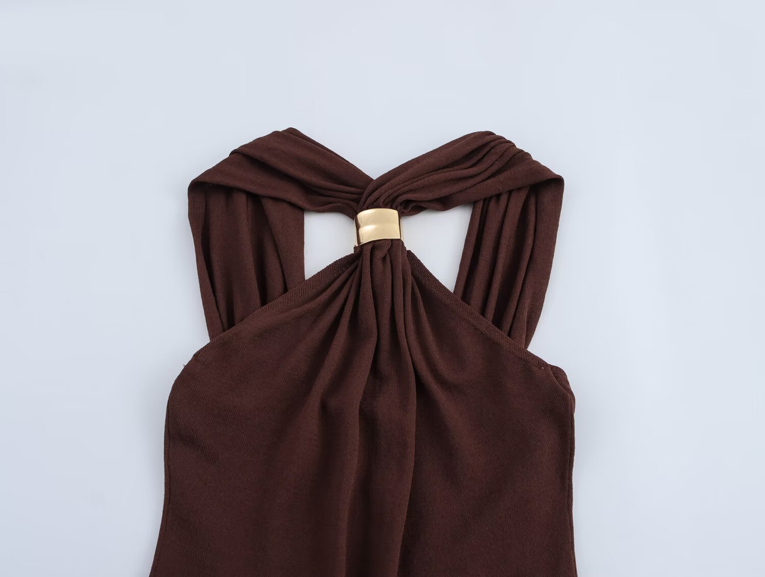 Ladies Tailored Metallic Trim Cowl Tank Top