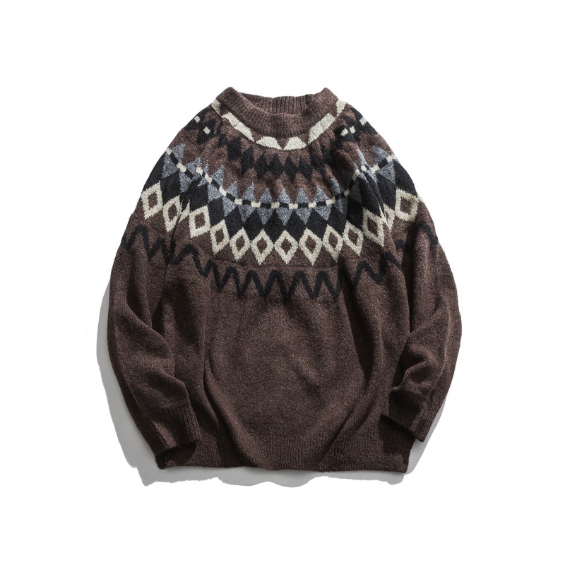 Loose Fit Japanese Workwear Color Block Sweater