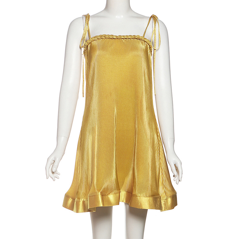 Ladies' Plain Shiny Bandeau Mini Dress