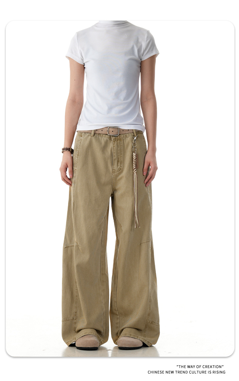 Loose Workwear Casual Pants for Men and Women Design Sense Loose Wide-Leg Straight Trousers