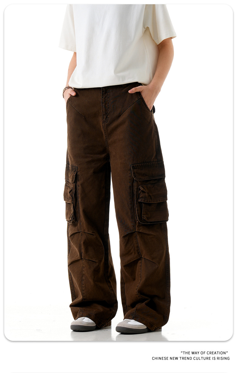 Multiple Pockets for Men and Women Slimming Straight Leg Casual Trousers