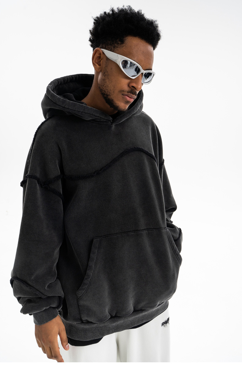 Cotton Paneled Exposed Seam Hoodie