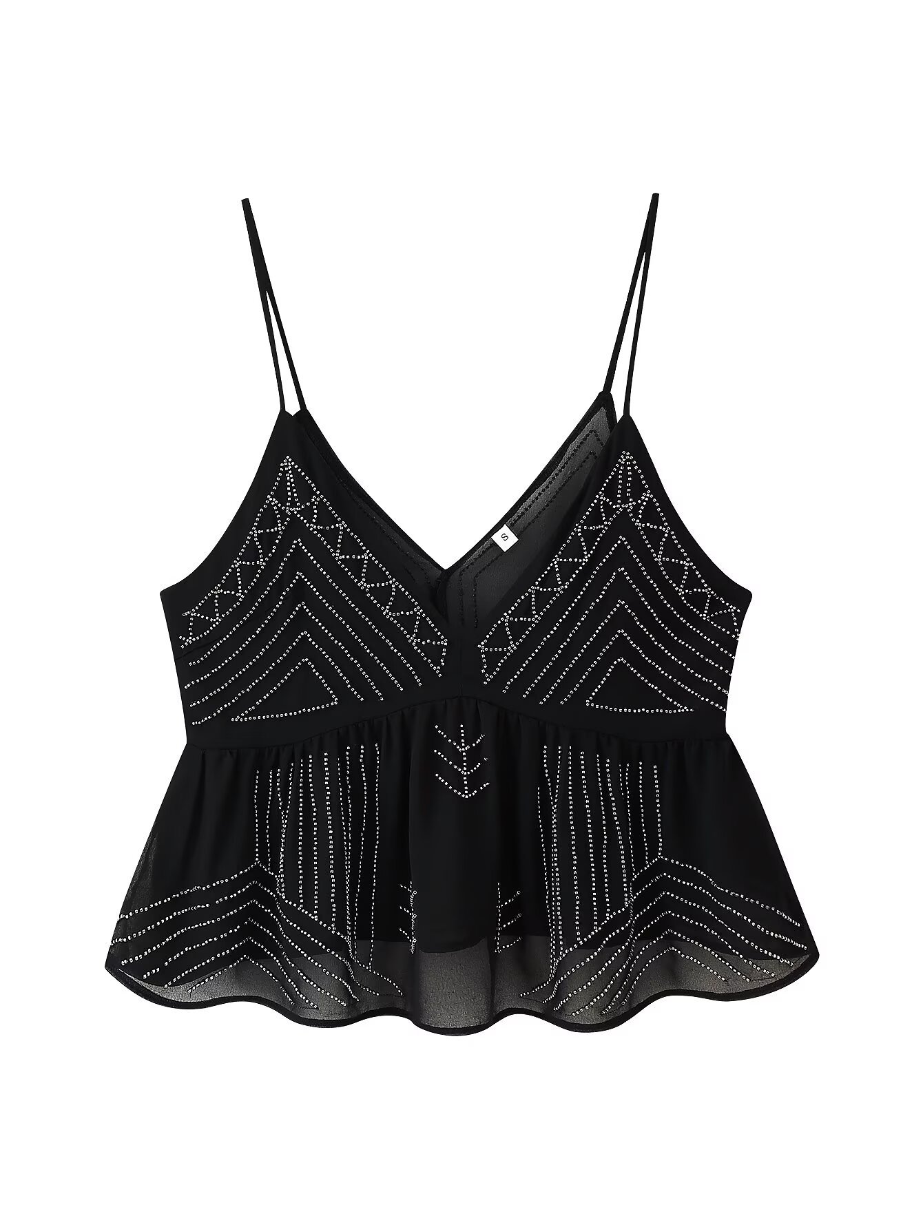 Charcoal Polyester Plunge Front Embellished Vest