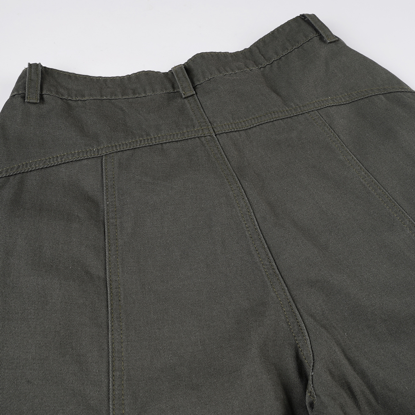 Low waisted denim retro workwear military green casual pants