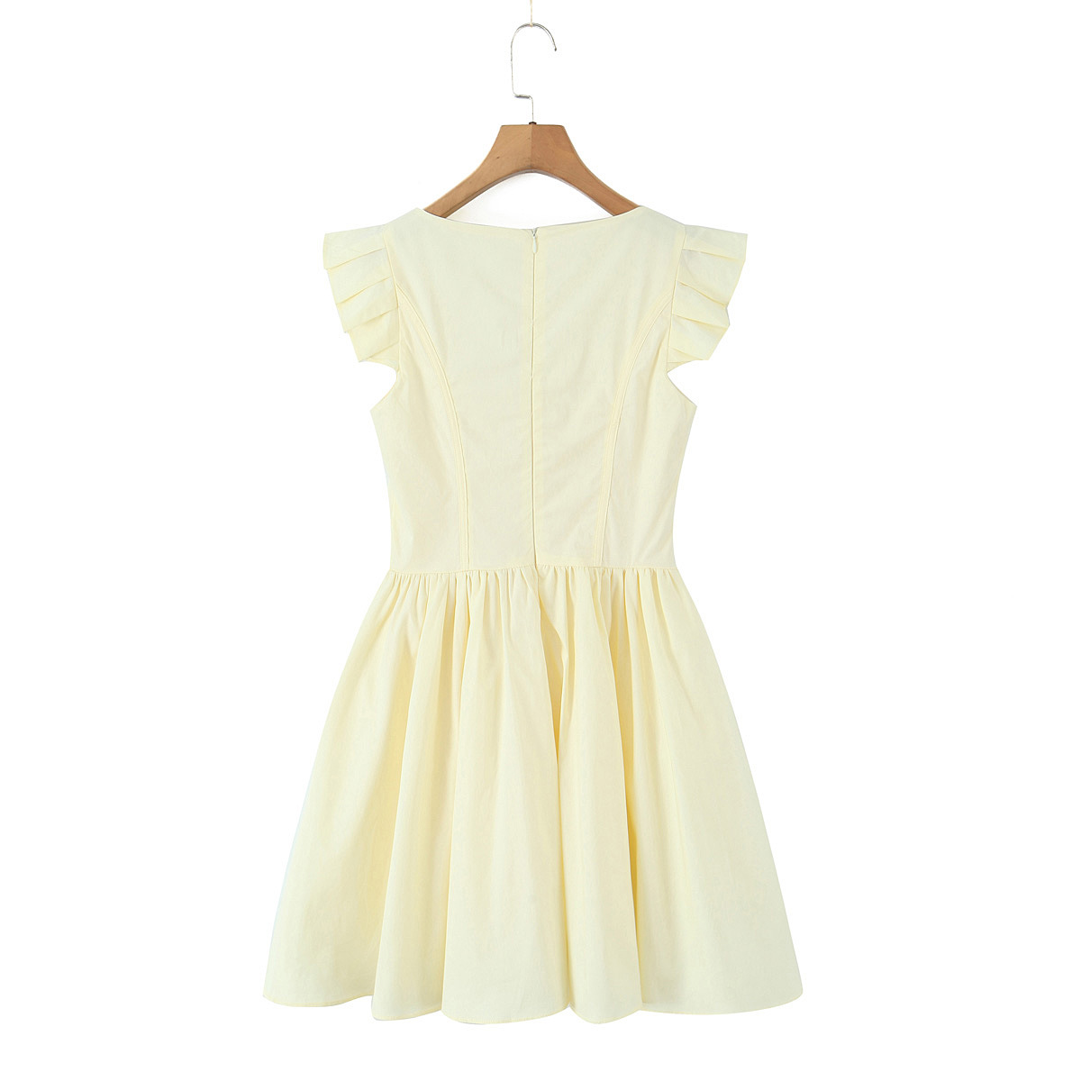 Wide Neck Short Sleeve A-Line Cotton Embroidery Dress