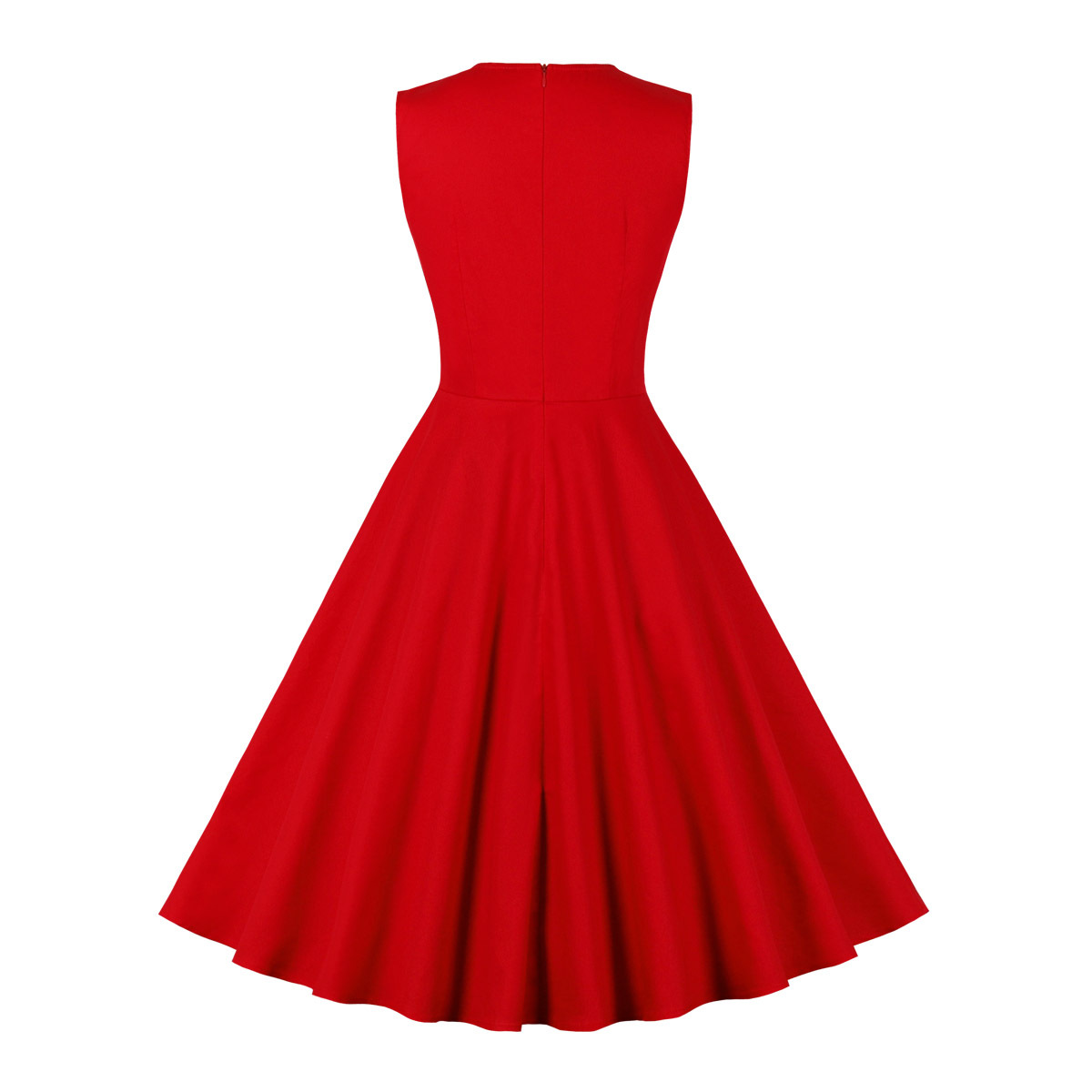 V-Shaped Neck Sleeve-Free Checkered A-Line High-Waist Midi Dress