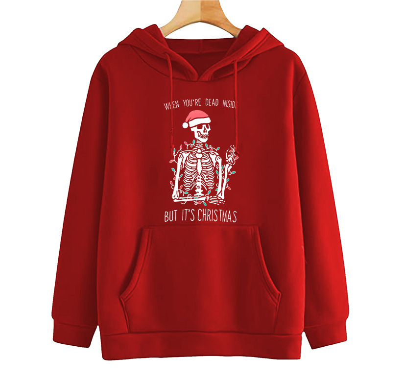Her Cotton Blend Hoodie Holiday Skull Graphic