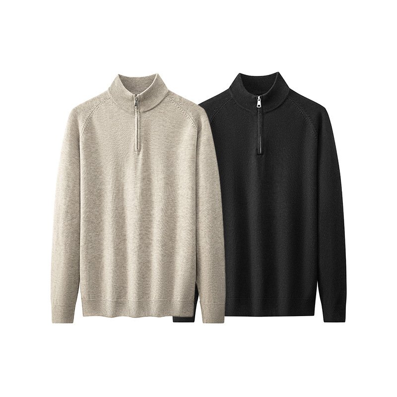 Simple Half-Zip Knit Sweater Men's Stand-Up Collar Inner Layer Crewneck Sweater