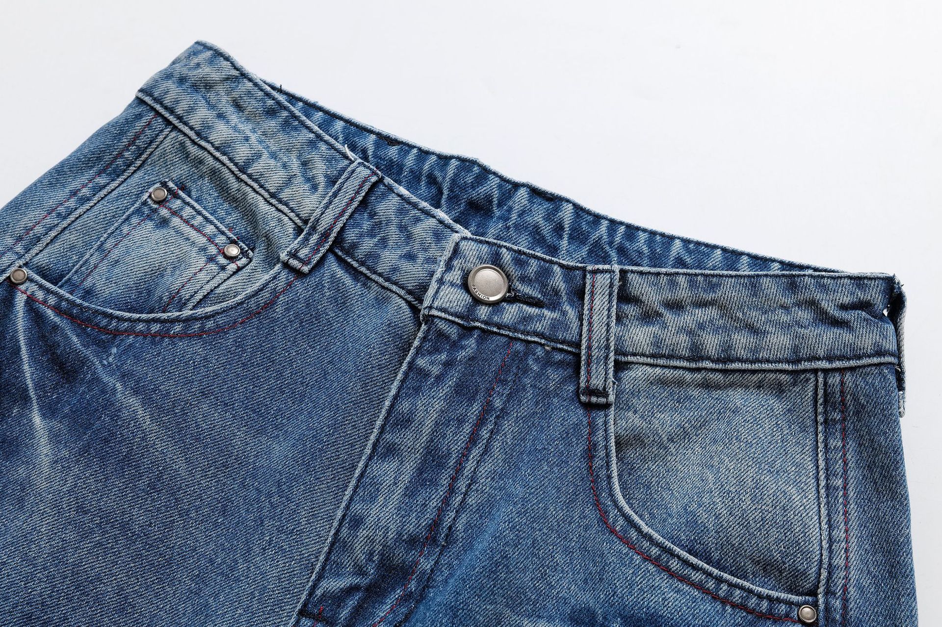 Casual loose slimming high waist wide leg scratch long jeans