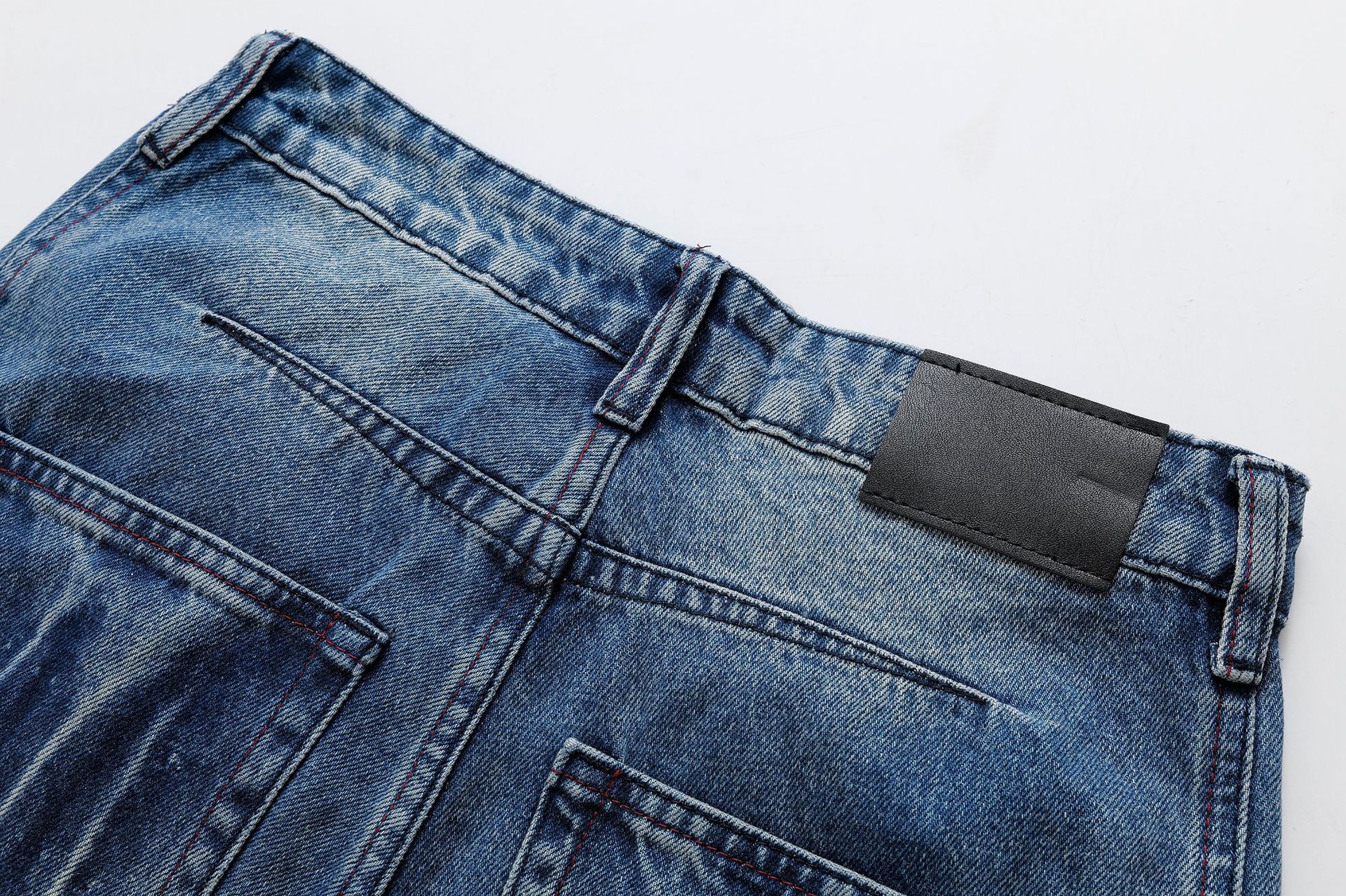 Casual loose slimming high waist wide leg scratch long jeans